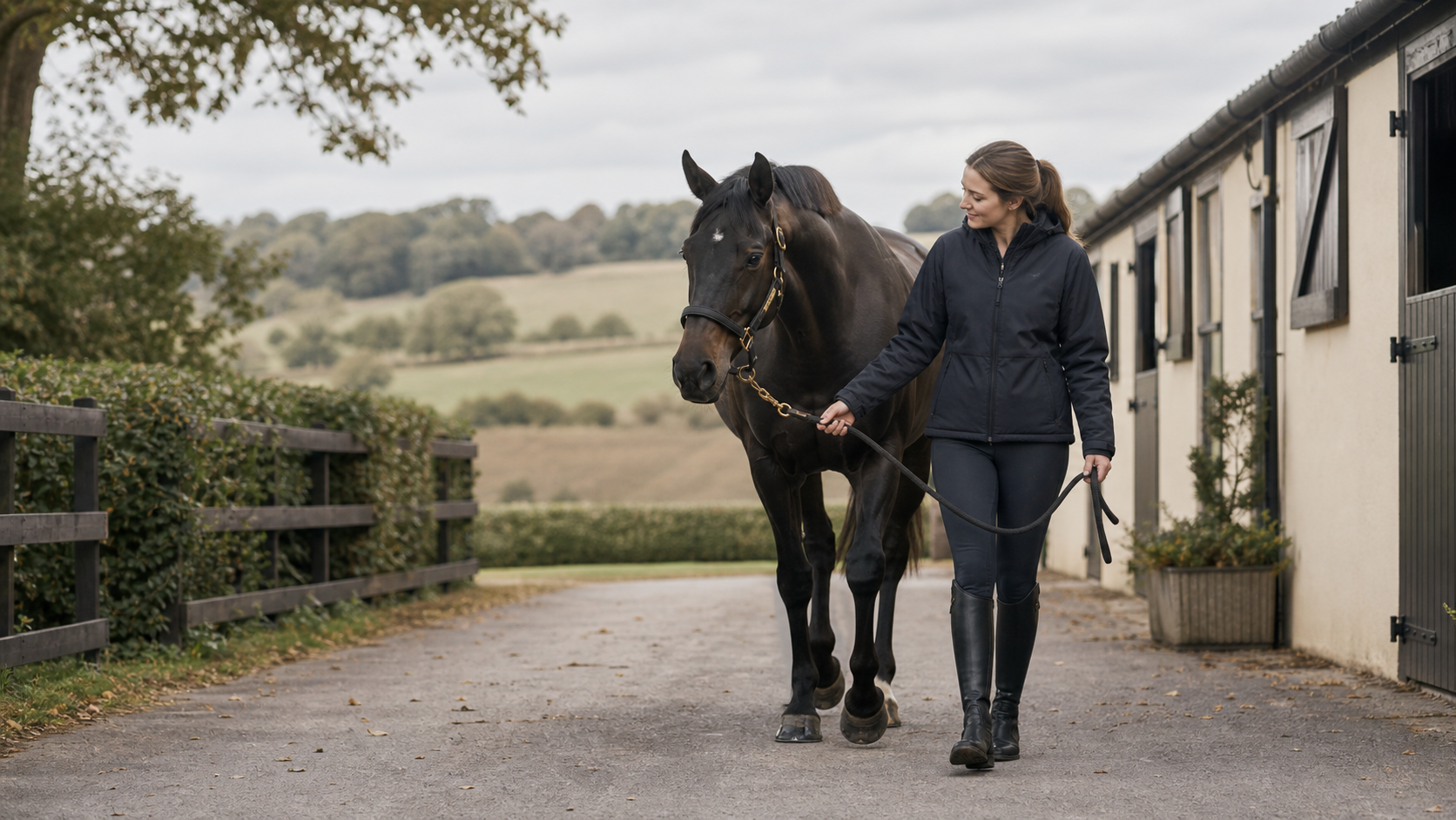 Horse in a muted Precision Bionutrition stable setting